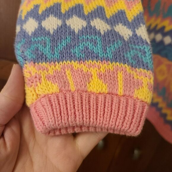 Vintage Pastel Geometeric Sweater 100% Cotton Brass Plumb Nordstrom - Picture 7 of 10